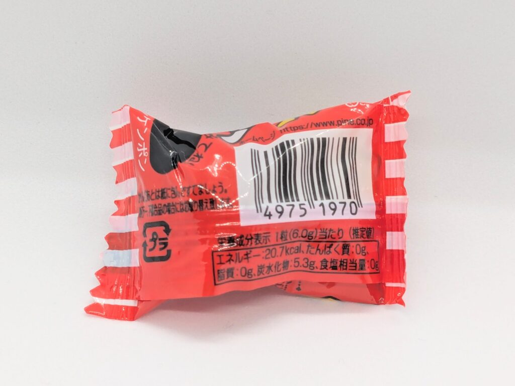 どんぐりガム コーラ味の裏面